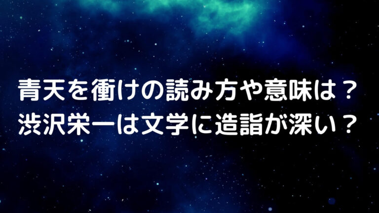 青天を衝けの読み方や意味は 渋沢栄一は文学に造詣が深い 主婦ログ